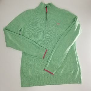 Vineyard Vines Green 100% Cotton Quarter Zip Sweater